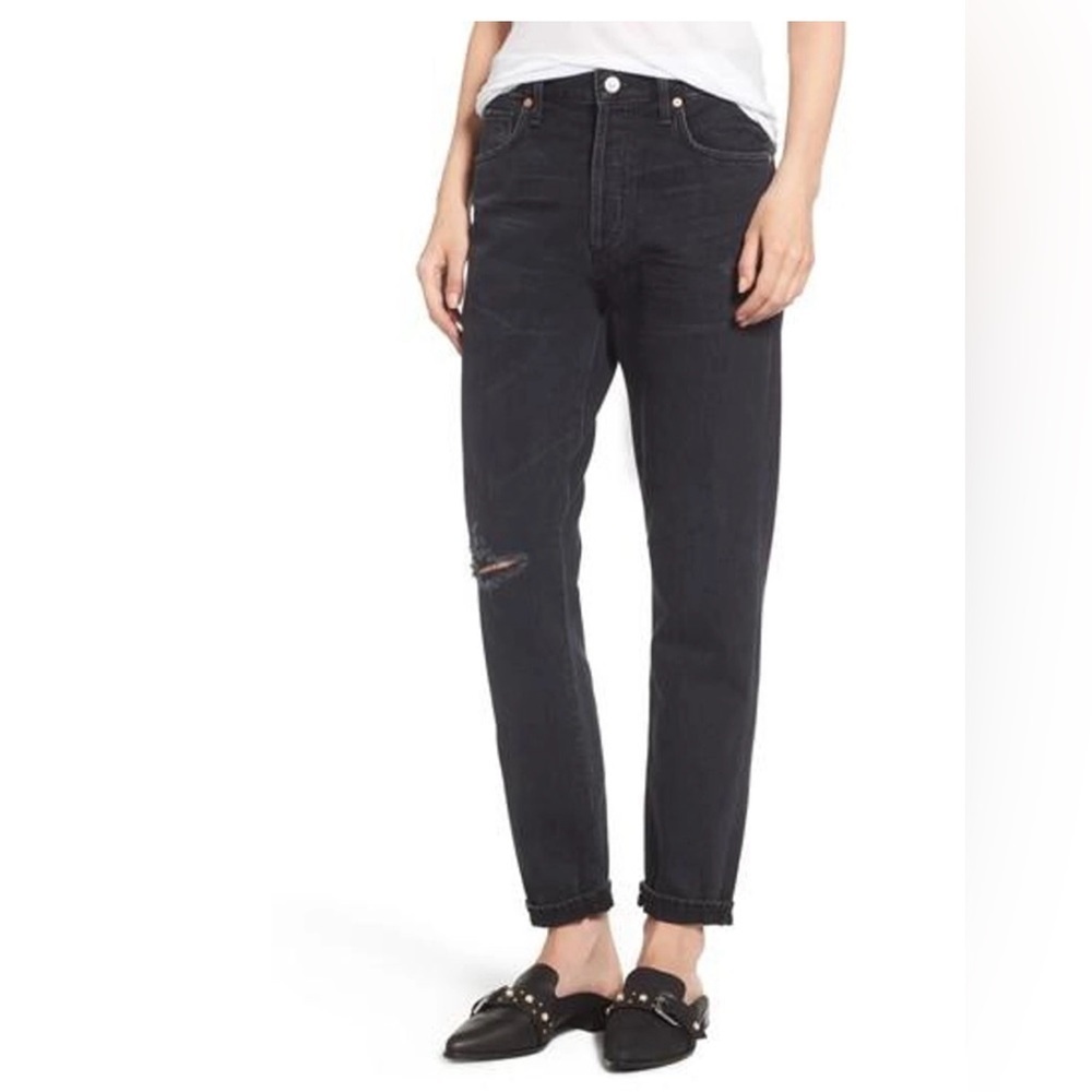 CITIZENS OF HUMANITY Liya High Waist Slim Boyfriend Button Fly Black Jeans Sz 25